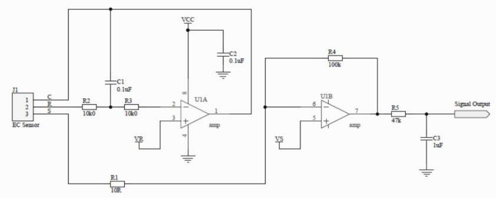 檢測(cè)儀電化學(xué)傳感器工作電路(圖1)